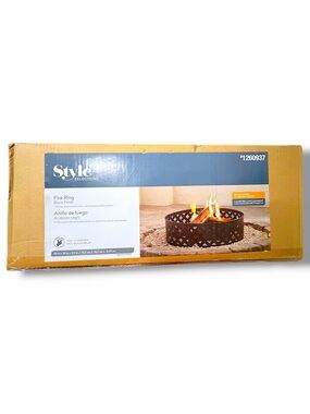30” Black Steel Fire Ring Lattice Pattern Outdoor Fire Pit NIB Fire Pit